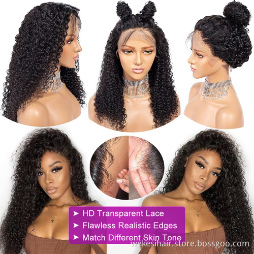 40 Inch Transparent 360 Hd Frontal Full Wig Vendor Raw Brazilian Curly Deep Wave 13x4 Lace Front Human Hair Wigs For Black Women